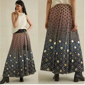 $210 Anthropologie Geisha Designs Diamond Ombre Maxi Skirt | Sz M Petite NWT